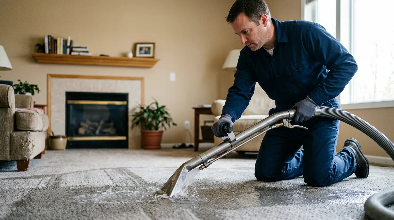 Water damage restoration technician working near Brunswick, ME